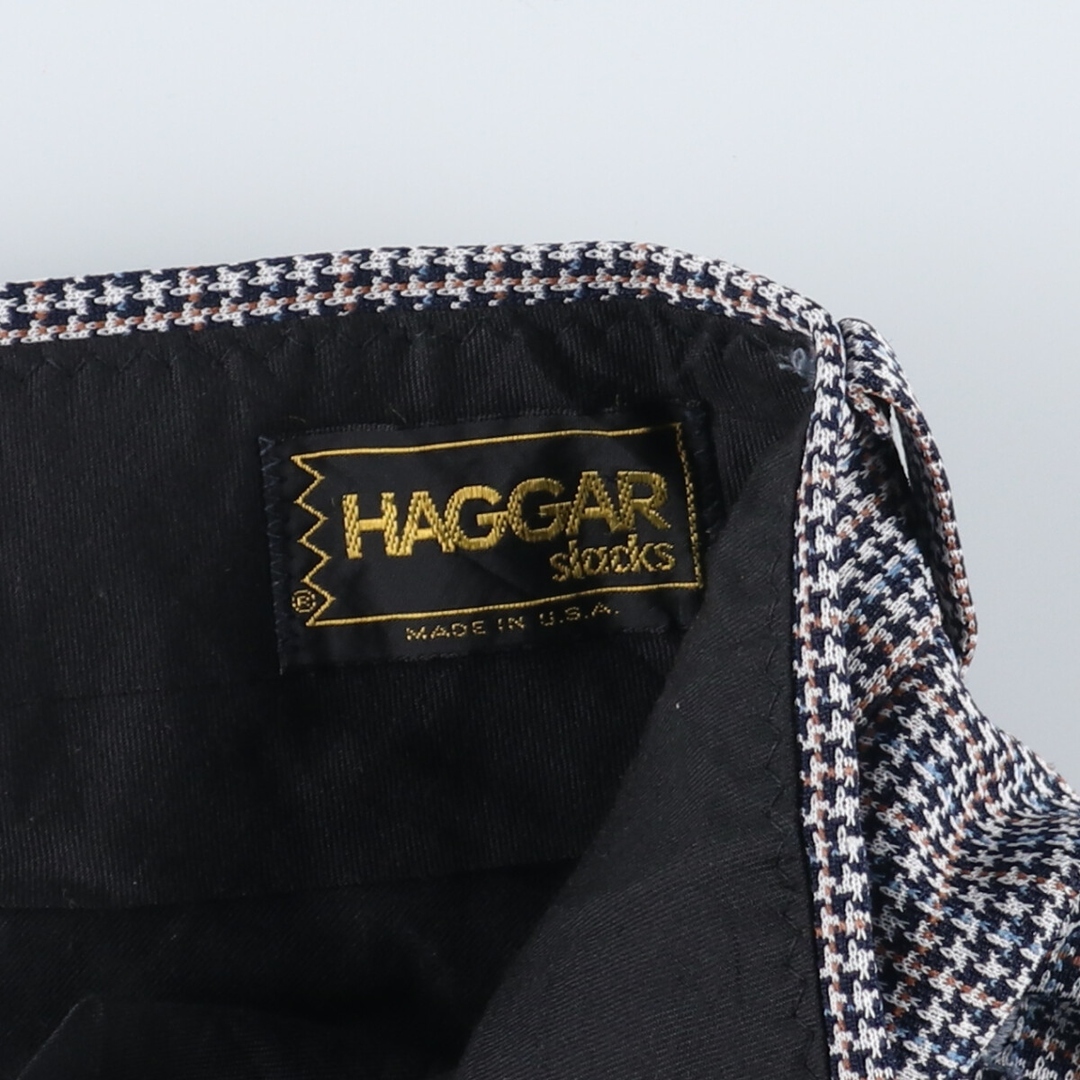 70年代 HAGGAR 千鳥格子柄 フレアパンツ USA製 メンズw32 ヴィンテージ /eaa332354 2