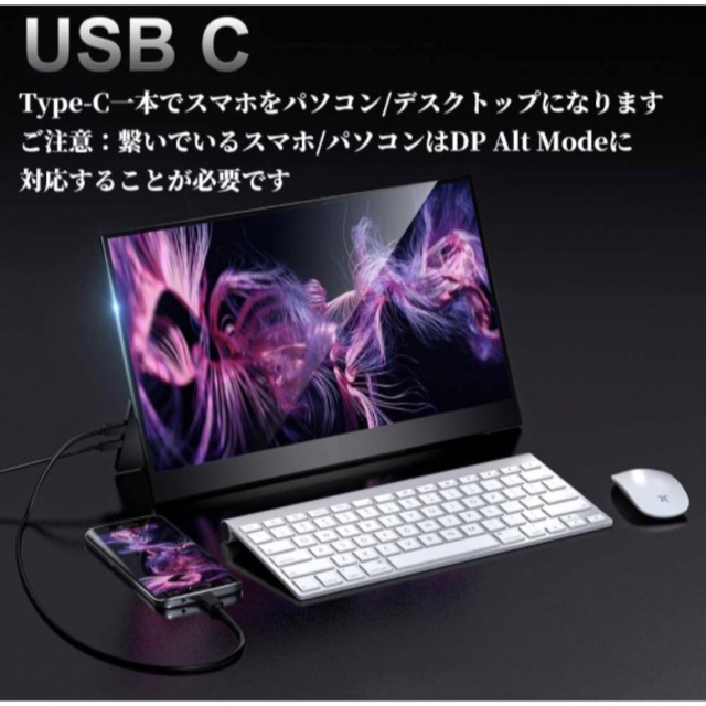 MISEDI 13.3インチモバイルモニタ4k USB-C/Mini HDMI
