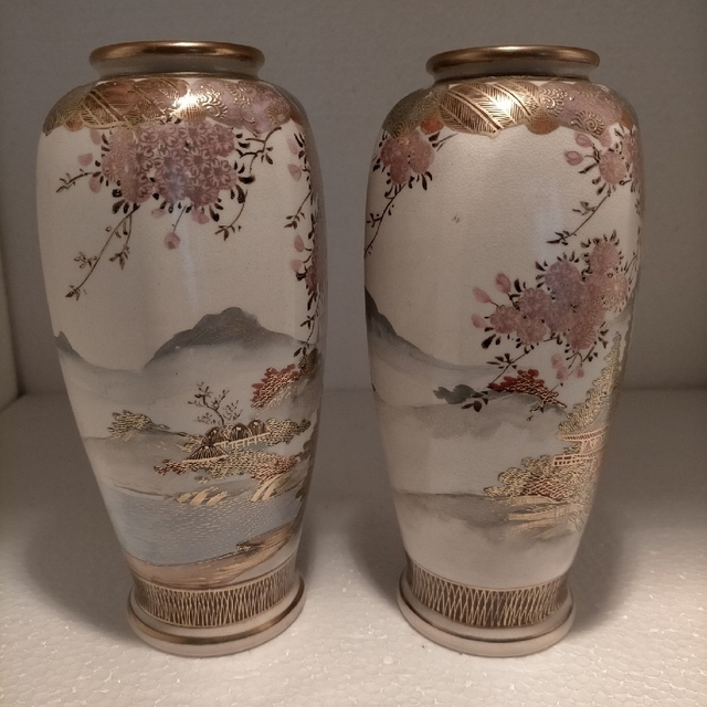 アンティーク 里帰り 薩摩焼 喜多村 ベース 花瓶 一対の通販 by B