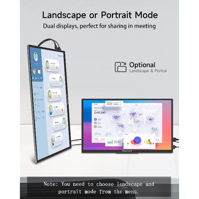 WIMAXIT モバイルモニター 14インチ タッチパネル モバイルディスプレイ 1080P FHD IPS液晶パネル 60Hz Type- 