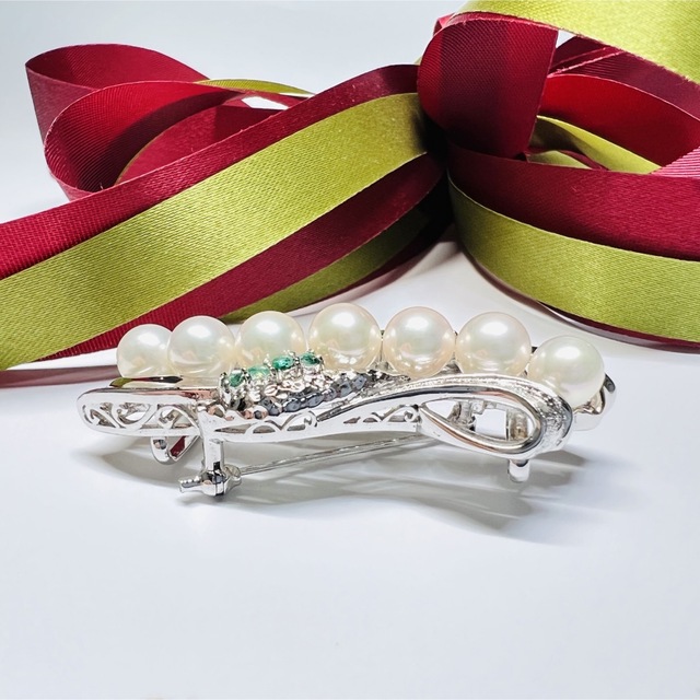 帯留め 本真珠 パール 銀製 SILVER 刻印あり 銀細工 ビンテージの通販 