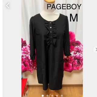 ページボーイ(PAGEBOY)のフリル.ポケット付ワンピース　カジュアル.ロペピクニックレトロガールずき(ひざ丈ワンピース)