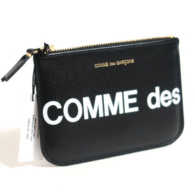 新品 COMME des GARCONS ヒュージ ロゴ 黒 二つ折り 財布 - 5