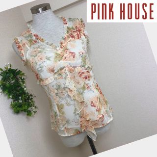 ピンクハウス(PINK HOUSE)のピンクハウスのフラワープリントフリルノースリーブブラウス(シャツ/ブラウス(半袖/袖なし))