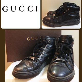 グッチ(Gucci)のグッチ♡ブラックレザー ハイカットスニーカー♡(スニーカー)