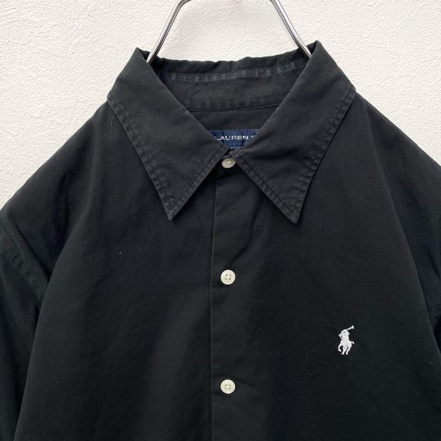 POLO RALPH LAUREN(ポロラルフローレン)のRALPH LAUREN SPORT　ポニー刺繍　ワンポイント　長袖シャツ　黒 レディースのトップス(シャツ/ブラウス(長袖/七分))の商品写真