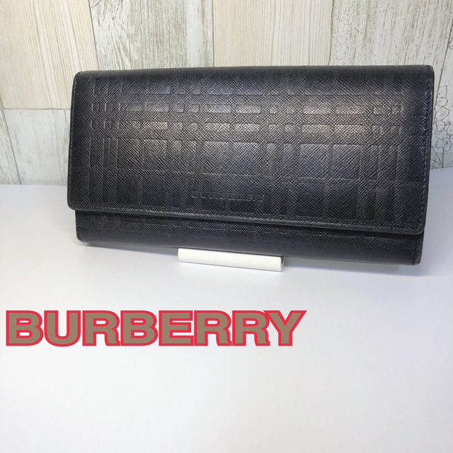 極美品】BURBERRY バーバリー 二つ折り長財布 ブラック 【正規販売店