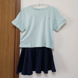 プチバトー(PETIT BATEAU)のプチバトー コットンリネンカットソー コットンフレアスカート  4ans(スカート)