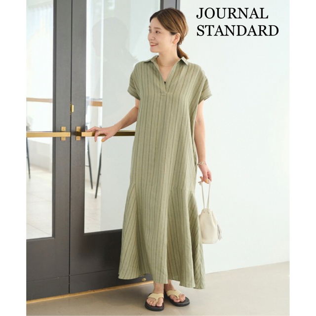 JOURNAL STANDARD(ジャーナルスタンダード)のJOURNAL STANDARD  22SS 40リネンフレアワンピース カーキ レディースのワンピース(ロングワンピース/マキシワンピース)の商品写真