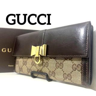 グッチ(Gucci)の✨美品✨GUCCI グッチ 長財布 GG キャンバス　クリスタル リボン 金具(財布)