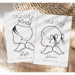 ふんわり可愛い天使の羽デザイン　ファーストヘアカット台紙　カード　子供　赤ちゃん(その他)