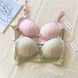 新品 ✿ 2枚組 かわいいマタニティブラ 授乳ブラ ノンワイヤー 肩ストラップ(マタニティ下着)