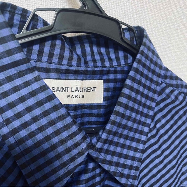 Saint Laurent(サンローラン)の【Mサイズ】サンローラン　ブルーチェックシャツ メンズのトップス(シャツ)の商品写真