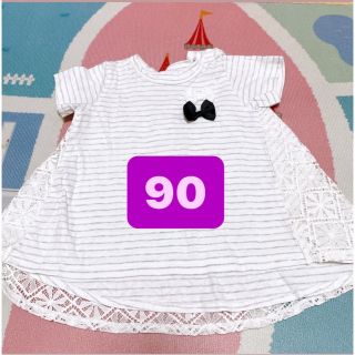 Tシャツ トップス リボン レース 90(Tシャツ/カットソー)