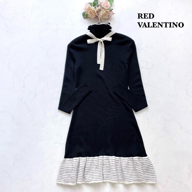 【RED VALENTINO】ニットフレア　ボウタイワンピース　フリル　XS