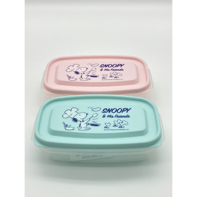 SNOOPY(スヌーピー)のスヌーピー タッパー ブルー&ピンク2個セット インテリア/住まい/日用品のキッチン/食器(弁当用品)の商品写真