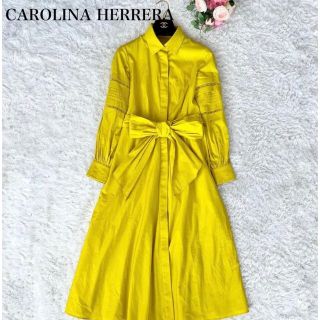 キャロライナヘレナ(CAROLINA HERRERA)のキャロリーナヘレラ 上品 シャツワンピース ウエストリボン(ロングワンピース/マキシワンピース)