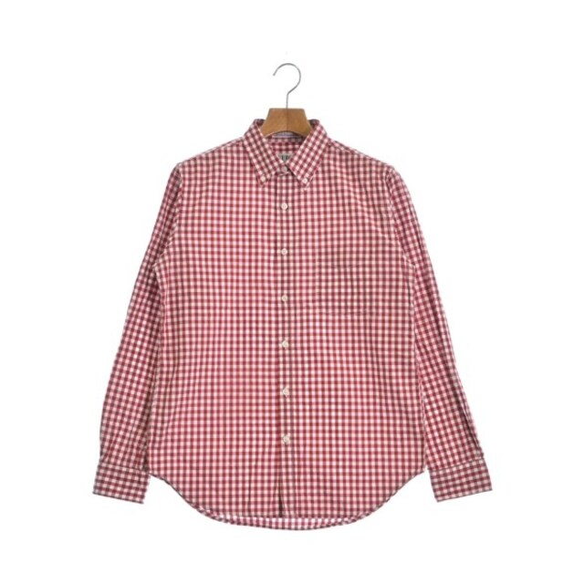 なし伸縮性SERO セロ カジュアルシャツ 15(M位) 赤x白(ギンガムチェック)