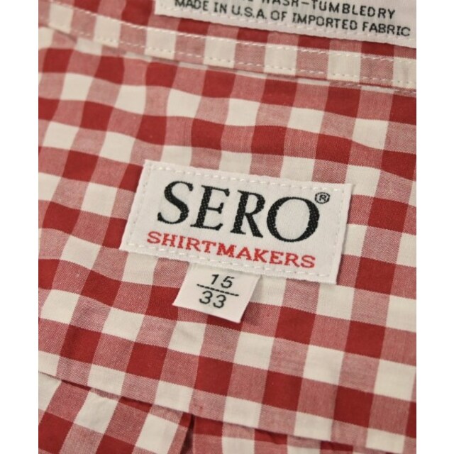 なし伸縮性SERO セロ カジュアルシャツ 15(M位) 赤x白(ギンガムチェック)