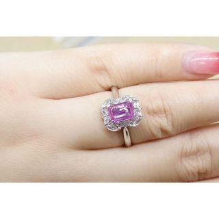 天然 非加熱パパラチアサファイア ダイヤ リング1.11ct k18 fの通販 by ...