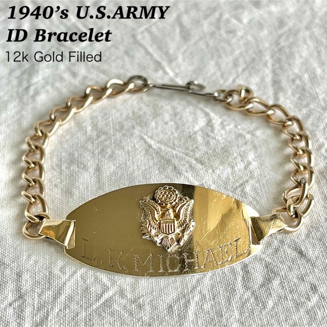 1940's ミリタリー IDブレスレット 12金張りnavy army rrl 宅配 6216円