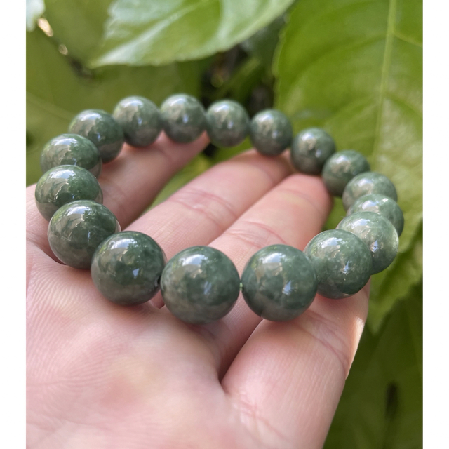 希少☆宝石質☆糸魚川翡翠ブレスレット16mm☆希少色深緑-