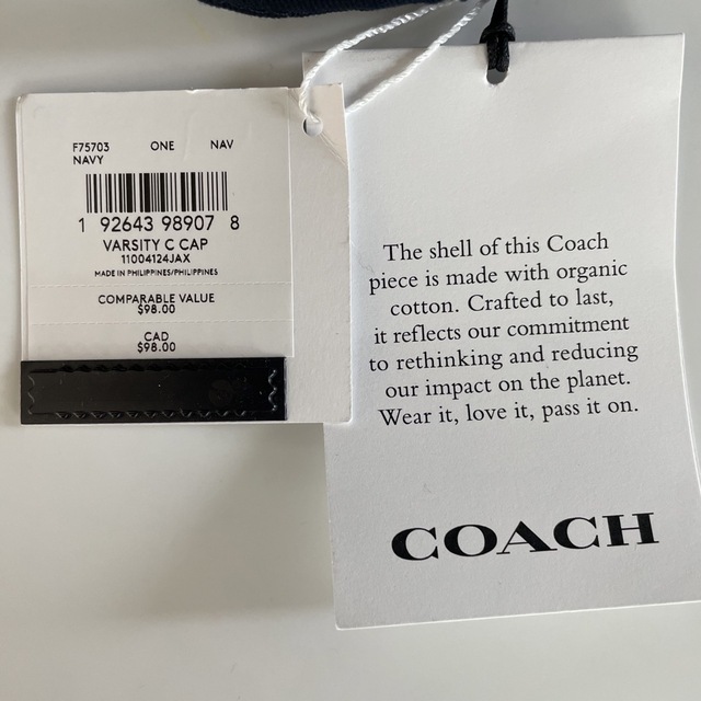 COACH(コーチ)のコーチ COACH コットン レザー ヴァーシティー C ロゴ キャップ  メンズの帽子(キャップ)の商品写真