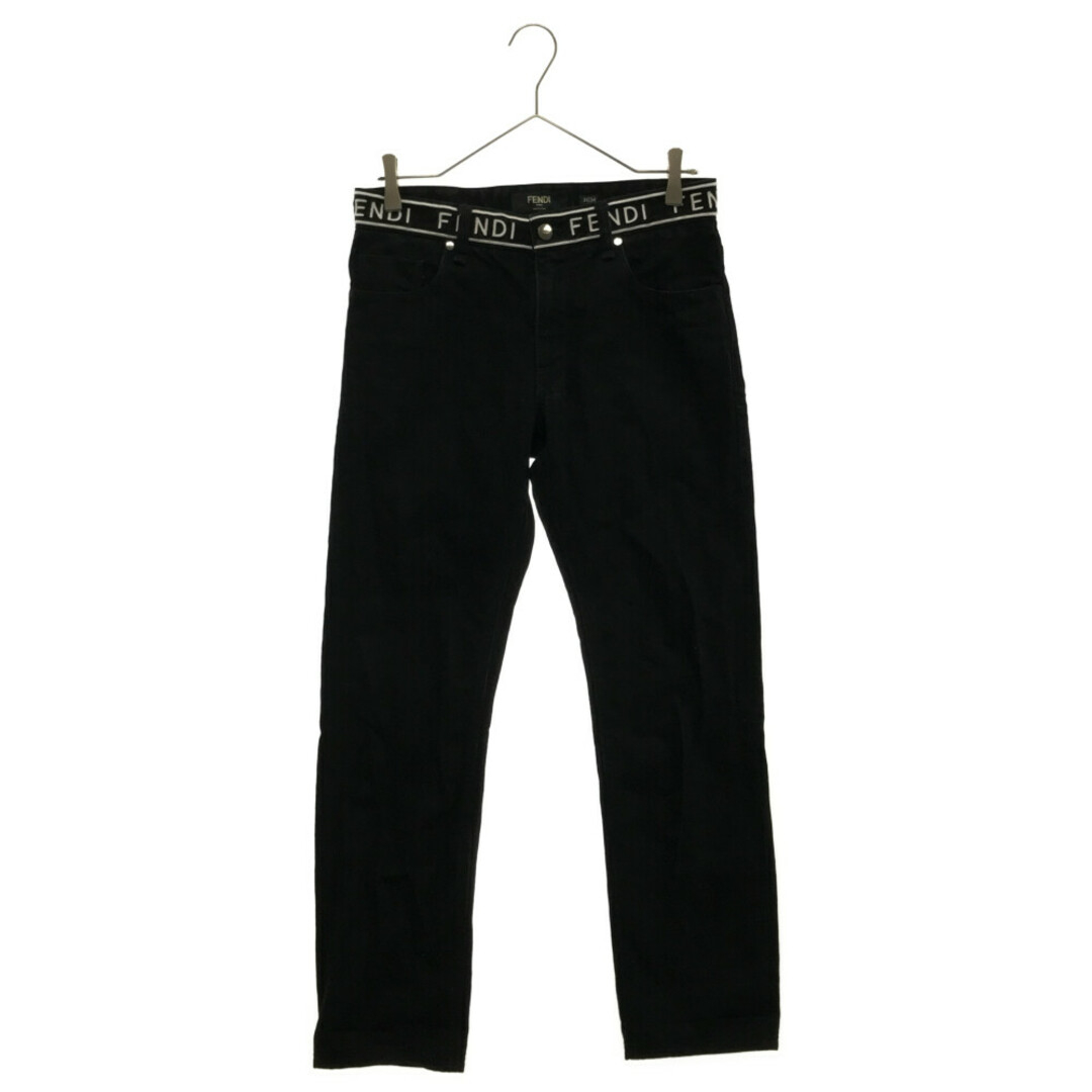 FENDI フェンディ LOGO TAPE WAIST BELTED JEANS FLP201 ACB5 ロゴテープウエストベルトデニムパンツ ジーンズ ブラック