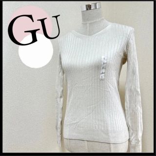 ジーユー(GU)のGU ジーユー S ワイドリブVネックセーター 春服 レディース(ニット/セーター)