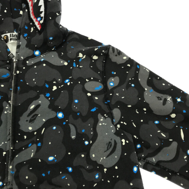 A BATHING APE(アベイシングエイプ)のA BATHING APE アベイシングエイプ Space Camo Shark Full Zip Parka 001ZPD301018X スペースカモ シャークパーカー フルジップパーカー ブラック/グレー メンズのトップス(パーカー)の商品写真