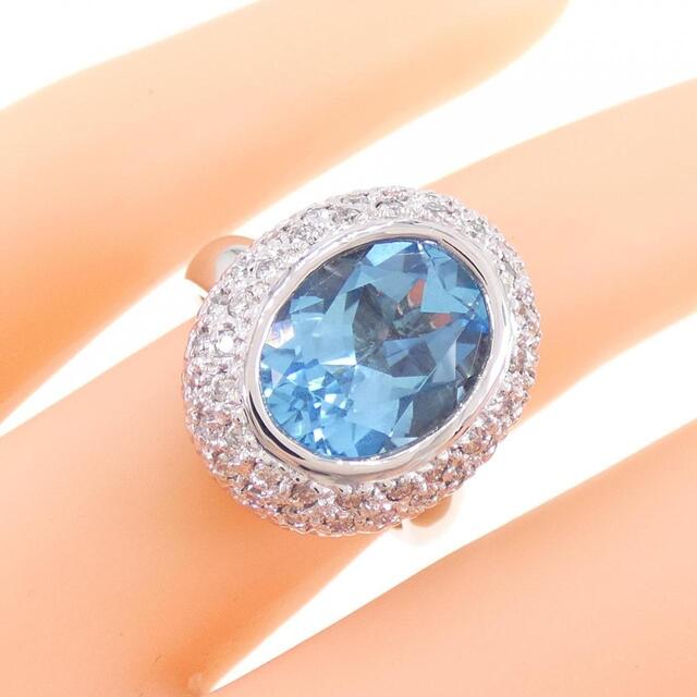 アクセサリー18KWG ブルートパーズ リング 8.98CT