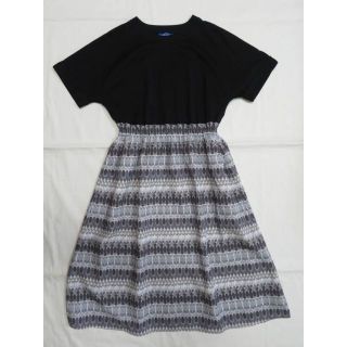 ブルーレーベルクレストブリッジ(BLUE LABEL CRESTBRIDGE)のブルーレーベル　クレストブリッジ 高級半袖ワンピース 36/S 黒・グレー系(ひざ丈ワンピース)