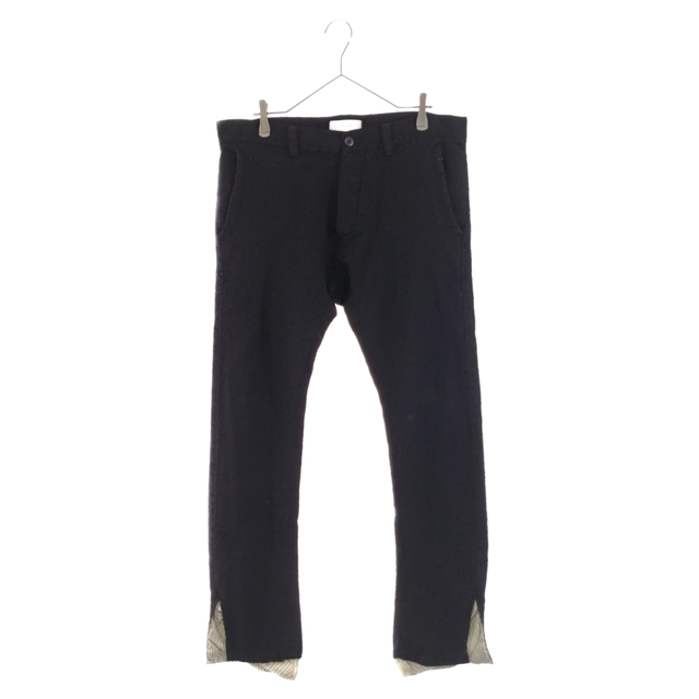 FACETASM ファセッタズム 22AW SHURUNKEN PANTS TOF-PT-M02 チェック裾切りっぱなしトラウザーパンツ ブラック