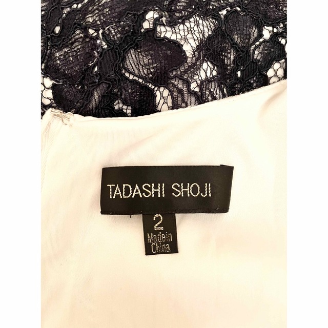 TADASHI SHOJI(タダシショウジ)の美品★TADASHI SHOJIタダシショージ★レースフレアワンピースドレス白紺 レディースのワンピース(ひざ丈ワンピース)の商品写真