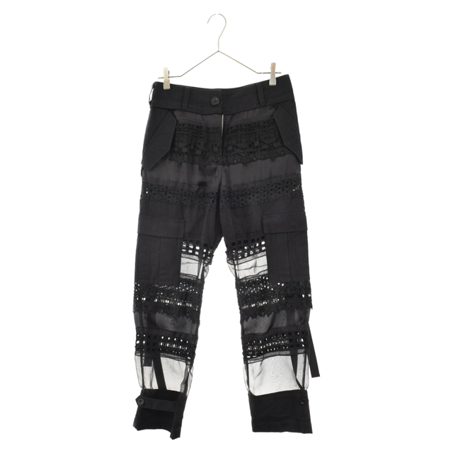 Sacai サカイ 21SS Graphic Mesh Panel Cargo Pants グラフィック メッシュ パネル カーゴ パンツ ブラック レース ボトム レディース 21-05462