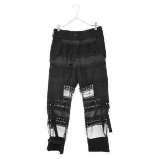 サカイ(sacai)のSacai サカイ 21SS Graphic Mesh Panel Cargo Pants グラフィック メッシュ パネル カーゴ パンツ ブラック レース ボトム レディース 21-05462(カジュアルパンツ)