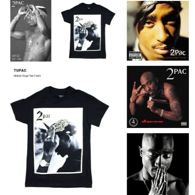 2PAC TUPAC トゥパック フィンガーフォトプリントTシャツ L