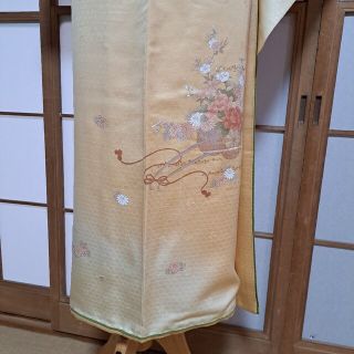 正絹 花車文 金駒刺繍 やまと誂 暈し染め 金彩 長襦袢付6点セットの
