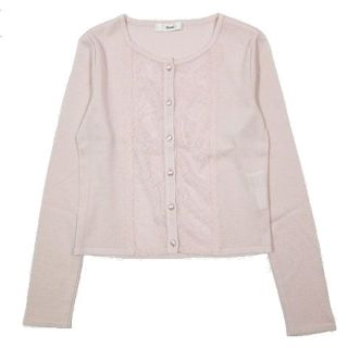 ルネ(René)の美品 ルネ Rene チュール レース ニット ボレロ カーディガン ピンク(カーディガン)