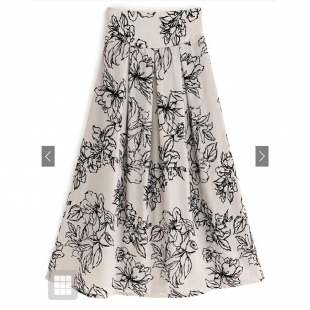 GRL(グレイル)の花柄フロッキープリントタックフレアスカート　ロングスカート　フレアスカート レディースのスカート(ロングスカート)の商品写真
