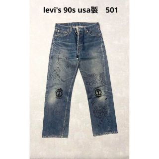 リーバイス(Levi's)のlevi's 501 90s usa製 ペイント　デニム(デニム/ジーンズ)