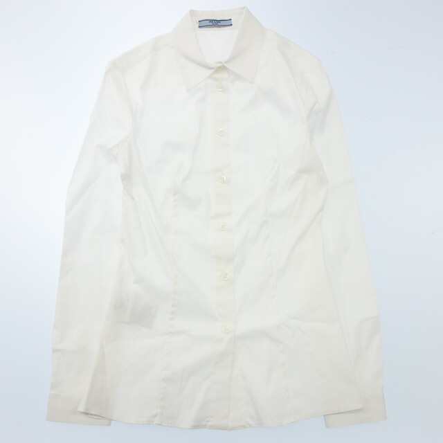 美品　プラダ　白　シャツ　長袖　ブラウス　トップス　コットン　38サイズ
