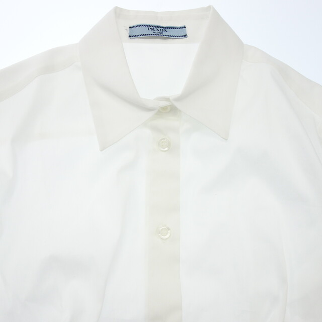 美品　プラダ　白　シャツ　長袖　ブラウス　トップス　コットン　38サイズ