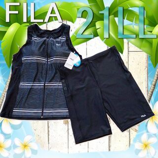 フィラ(FILA)の激安 新品21LL 3L相当FILA黒 縞フィットネス水着セパレート大きいサイズ(水着)