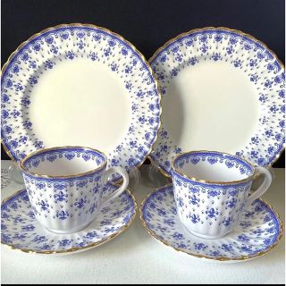 ウェッジウッド(WEDGWOOD)のスポード　フルールドリスブルー　コーヒーカップ　トリオ2セット(食器)