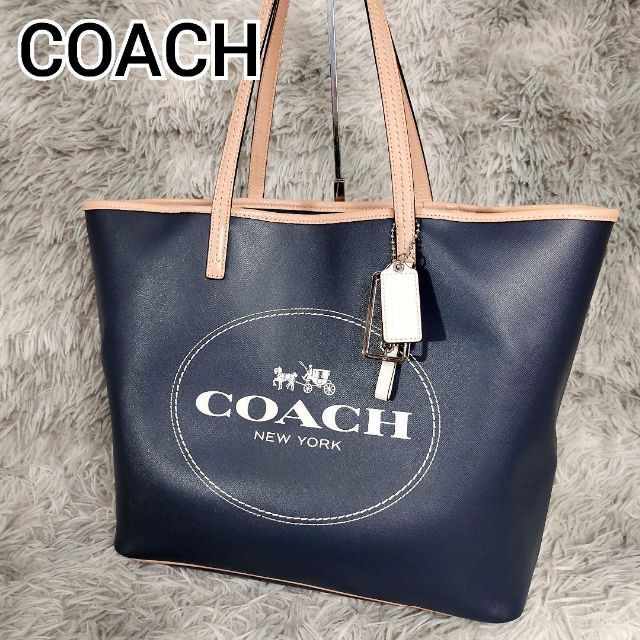 COACH コーチ トートバッグ ビッグロゴ チャーム 大容量 A4収納