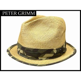 ピーターグリム(PETER GRIMM)のG② ピーターグリム 迷彩柄 中折れ ストロー ハット パナマ 帽子 ナチュラル(ハット)