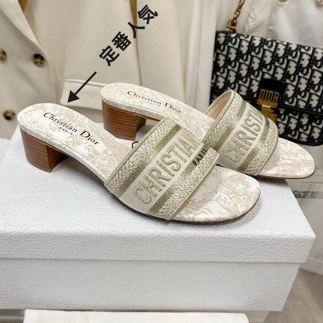 Dior DWAY ヒールミュール エンブロイダリー コットン ディオール 【大