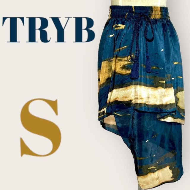 【シルク100%】TRYB シルク アシンメトリー ラップ風スカート レディースのスカート(ひざ丈スカート)の商品写真