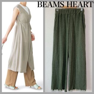 ビームス(BEAMS)のBEAMS HEART 　サラッと楽ちんワイドパンツ　イージーパンツ　グリーン(カジュアルパンツ)